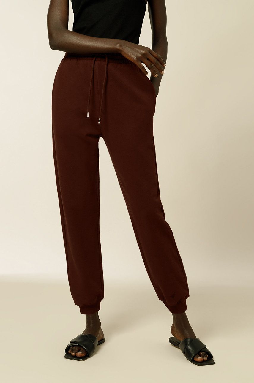Ivy & Oak Pantaloni Kay femei, culoarea bordo, material neted answear.ro