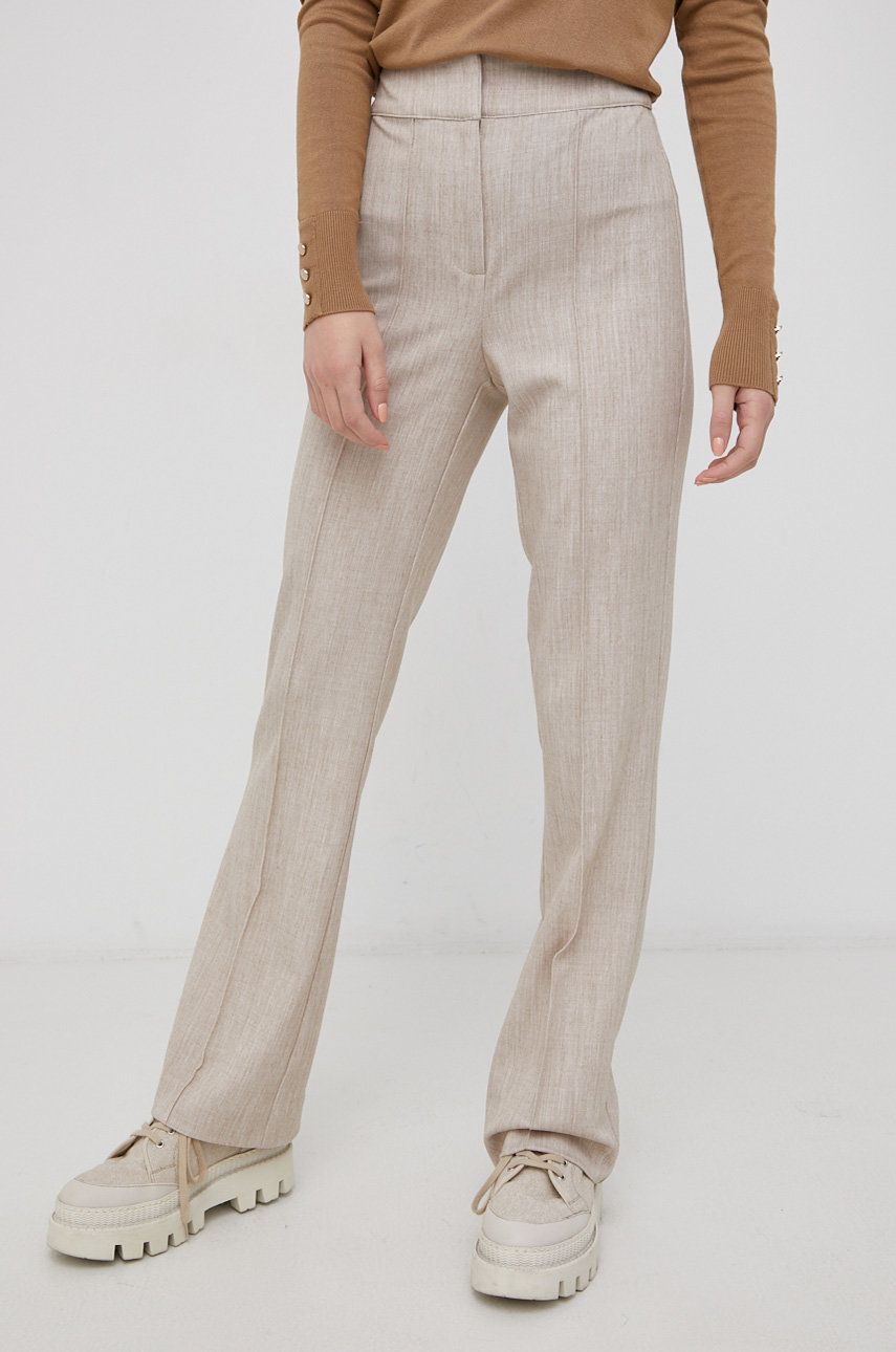 Y.A.S Pantaloni femei, culoarea galben, model drept, high waist answear.ro