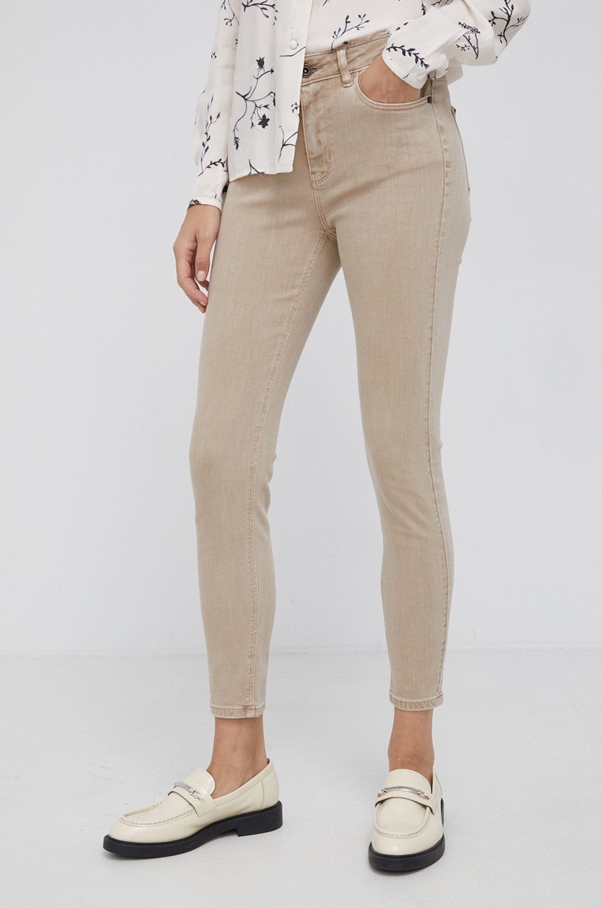 Desigual Jeans femei, culoarea bej, medium waist answear.ro imagine megaplaza.ro