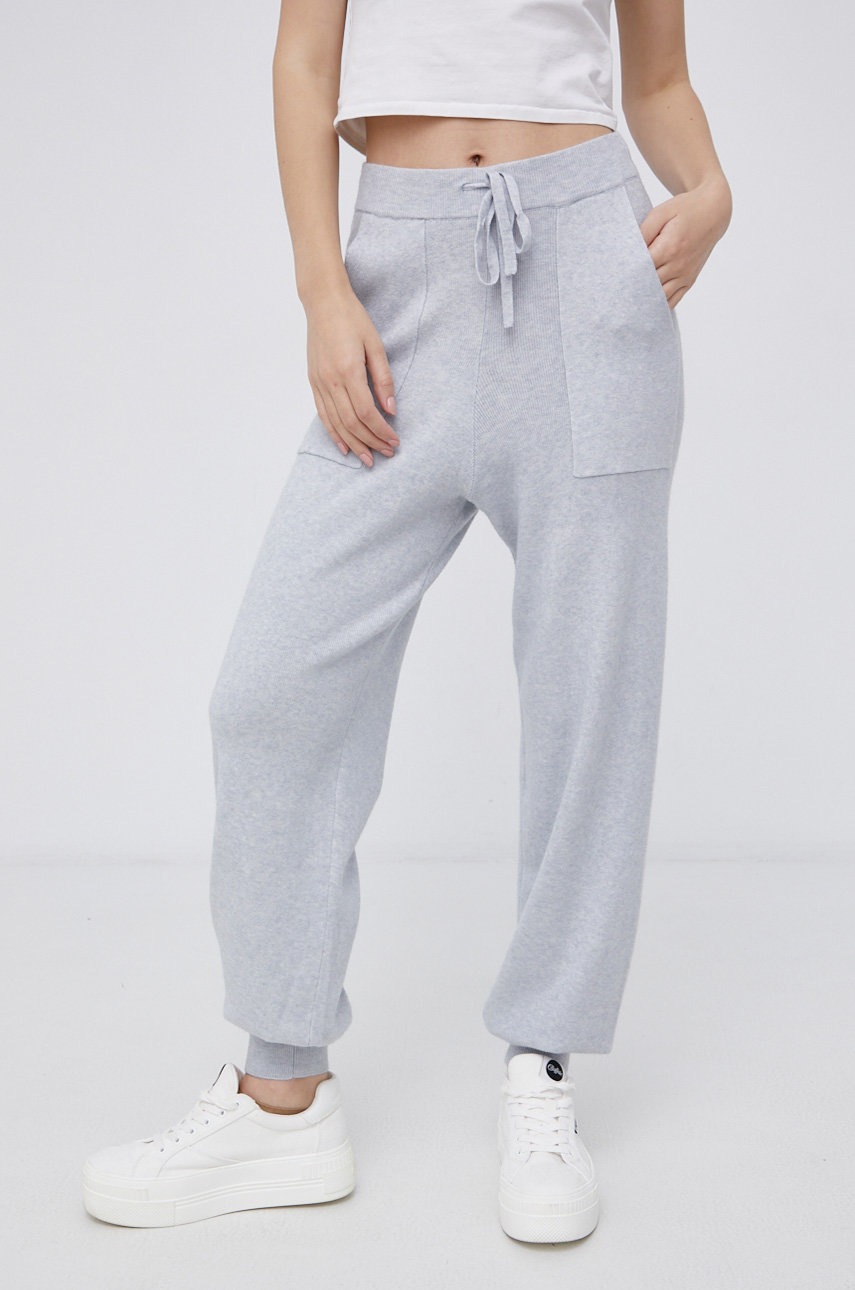 Noisy may pantaloni femei, culoarea gri,