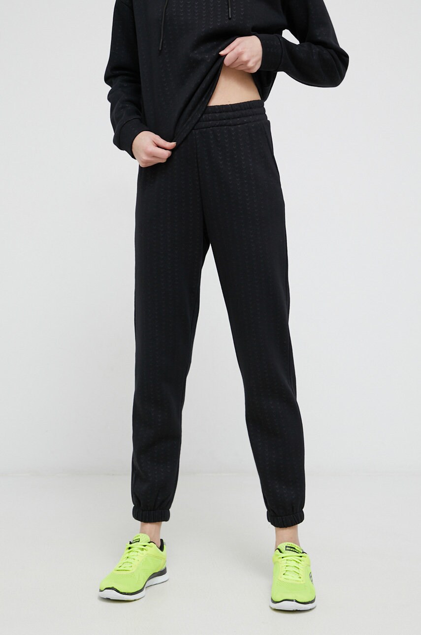 Only play pantaloni femei, culoarea negru, cu imprimeu