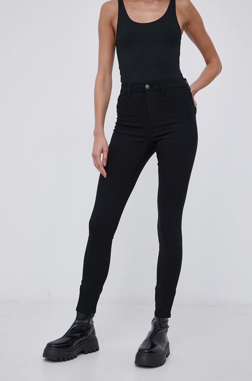 Only pantaloni femei, culoarea negru, mulat, high waist