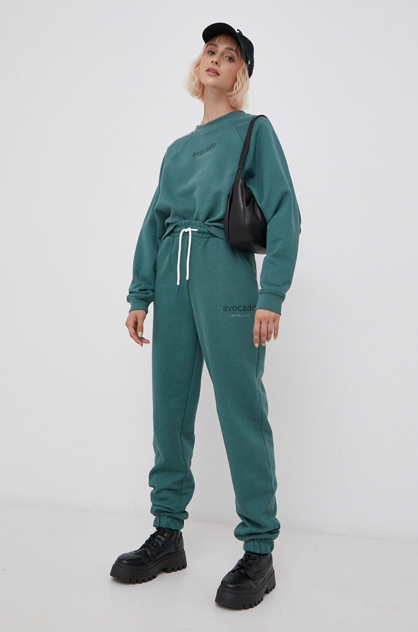 Only pantaloni femei, culoarea verde, material neted