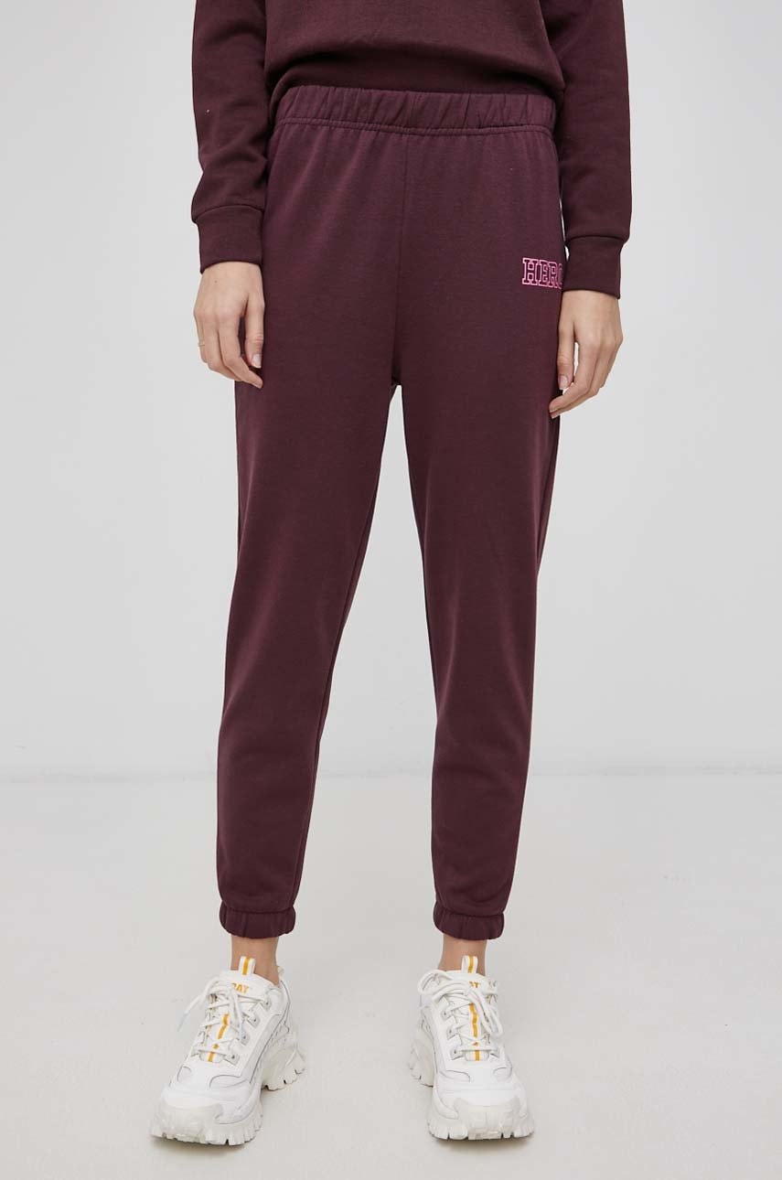 Only pantaloni femei, culoarea bordo, material neted