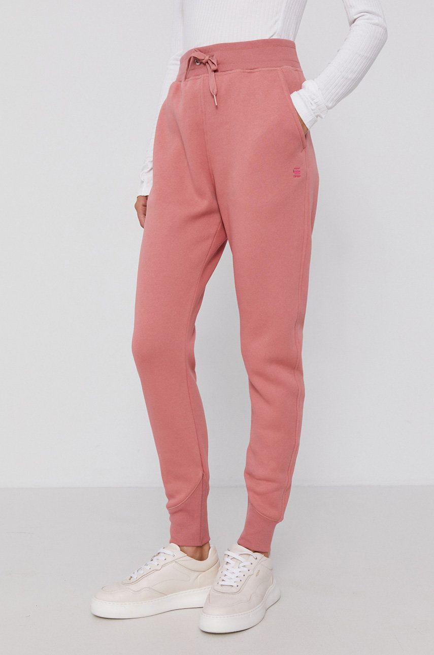 G-Star Raw Pantaloni femei, culoarea roz, material neted imagine reduceri black friday 2021 answear.ro