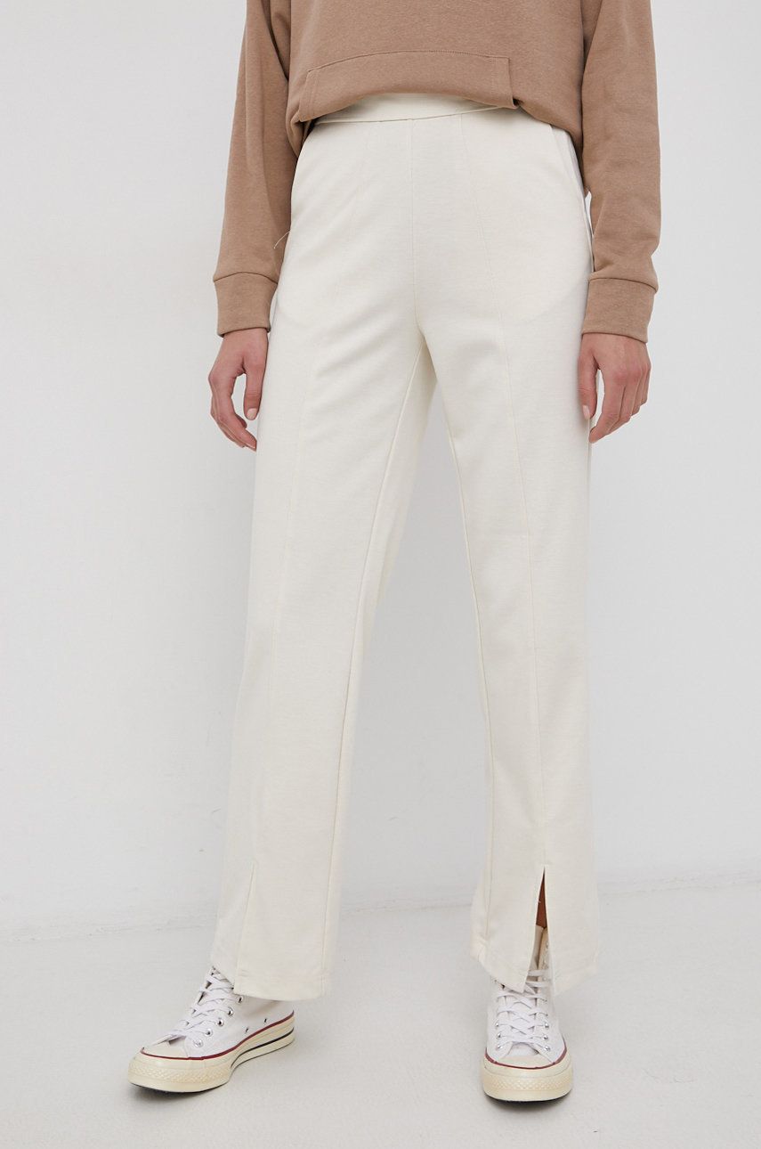 Vila Pantaloni femei, culoarea crem, model drept, high waist answear.ro imagine noua 2022