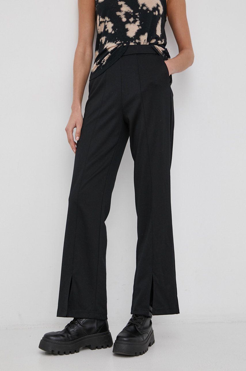 Vila Pantaloni femei, culoarea negru, model drept, high waist answear.ro poza 2022