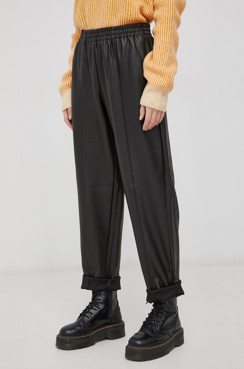 Vila Pantaloni femei, culoarea negru, model drept, high waist answear.ro imagine megaplaza.ro