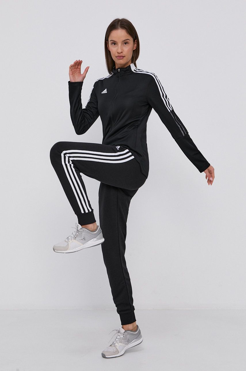 Adidas Pantaloni GM8733 femei, culoarea negru, material neted adidas imagine noua 2022