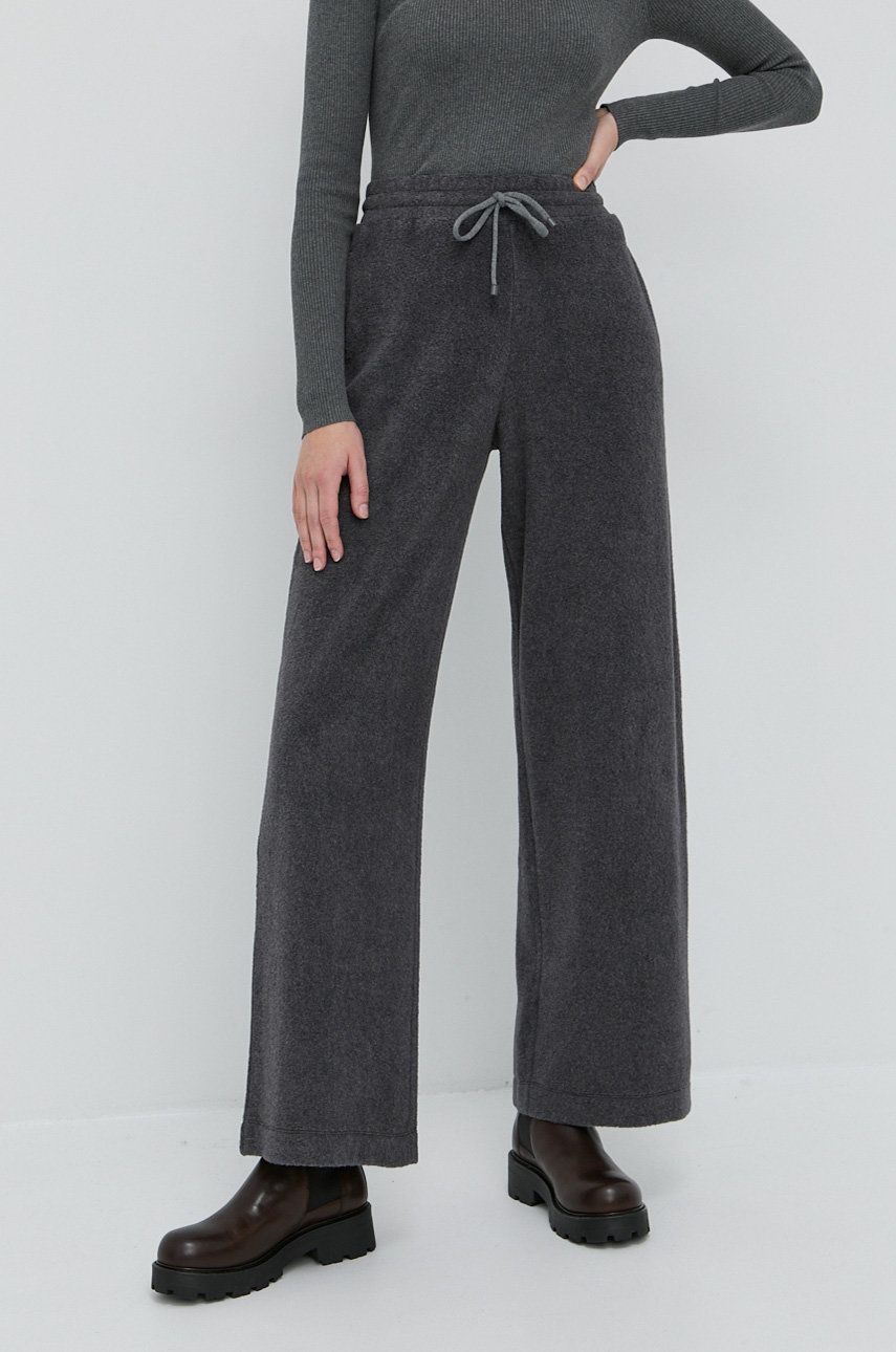Max Mara Leisure Pantaloni femei, culoarea gri, lat, high waist answear.ro imagine 2022 13clothing.ro