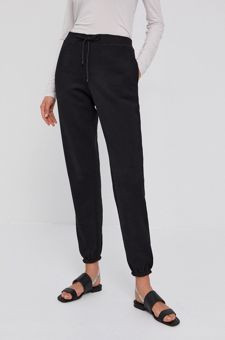 Max Mara Leisure Pantaloni femei, culoarea negru, material neted answear.ro
