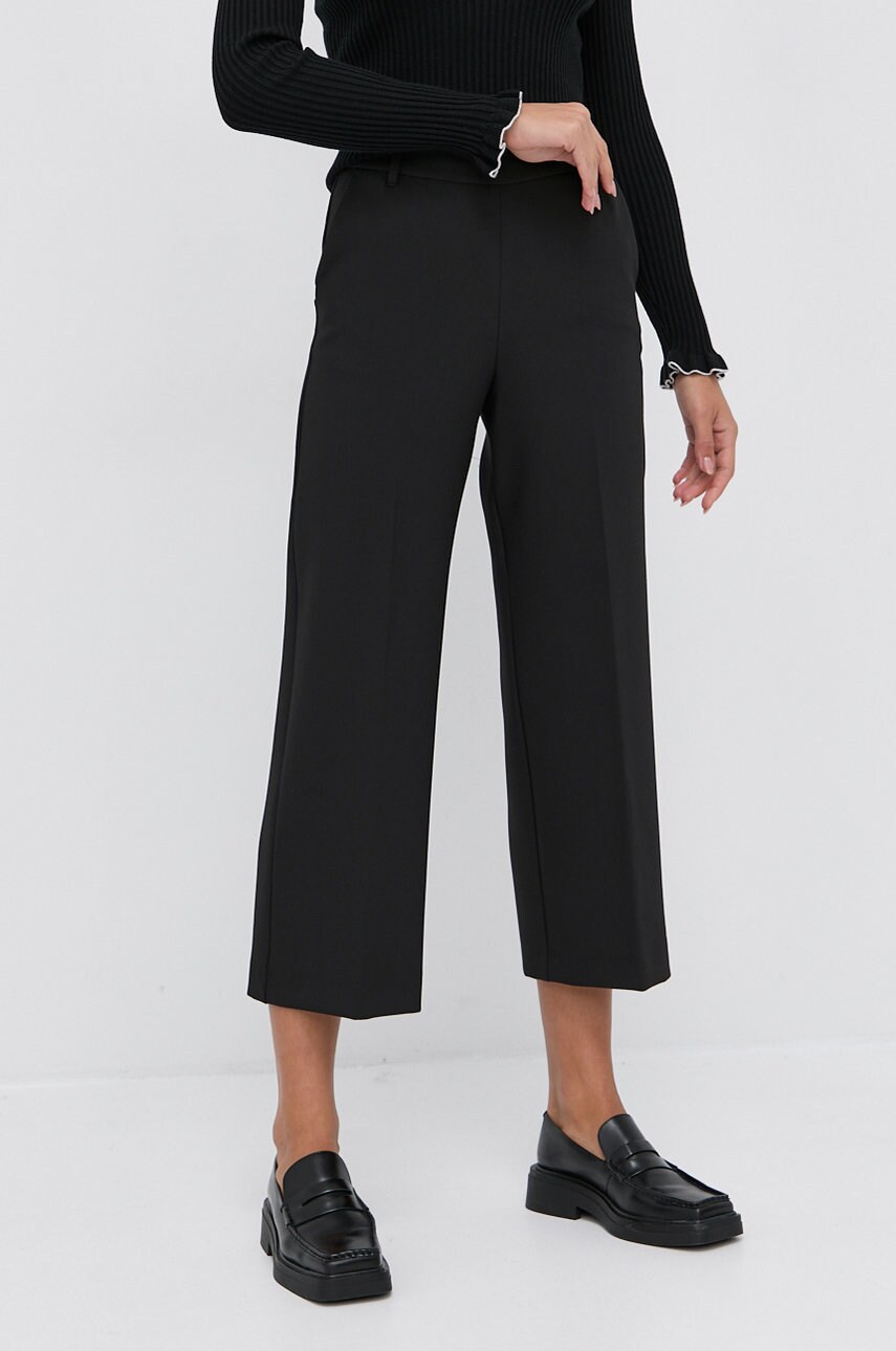 Max&co. pantaloni femei, culoarea negru, lat, high waist
