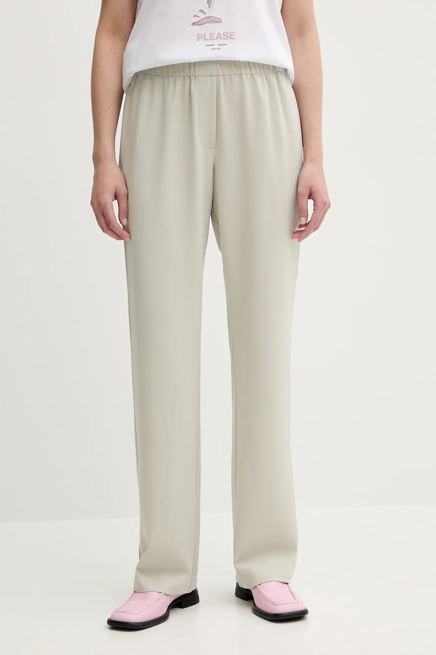 Samsoe Samsoe pantaloni Hoys culoarea verde, drept, high waist, F16304674