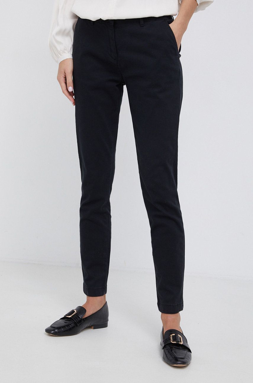 Napapijri Pantaloni femei, culoarea negru, fason chinos, medium waist answear imagine noua