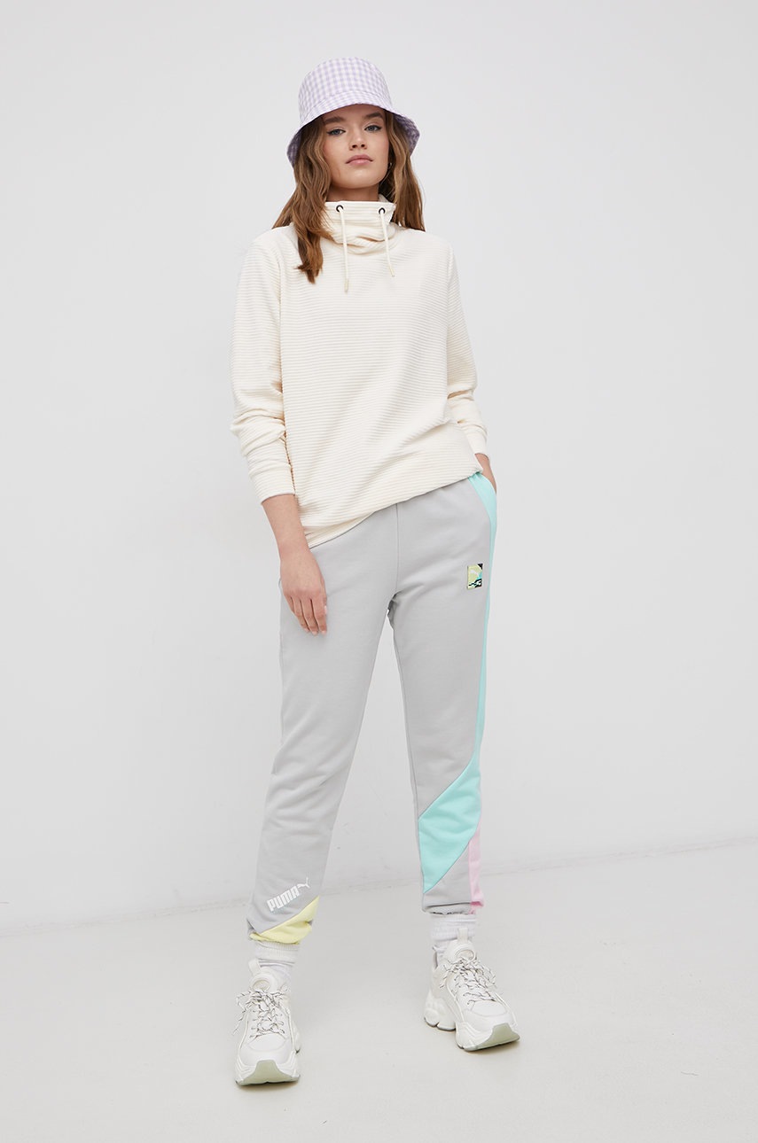 

Хлопковые брюки Puma 531659 женские цвет серый с узором