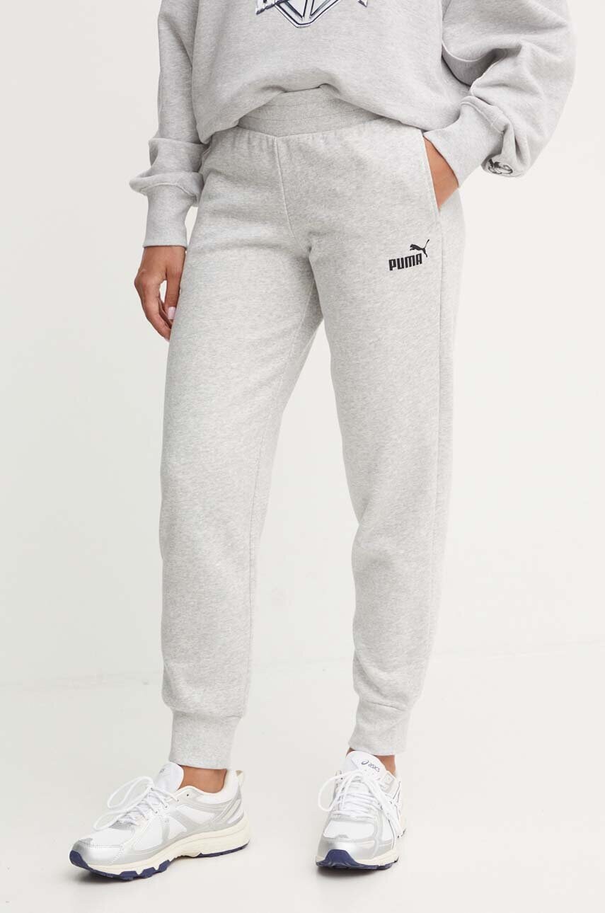 Puma Pantaloni 586839 femei, culoarea gri, material neted