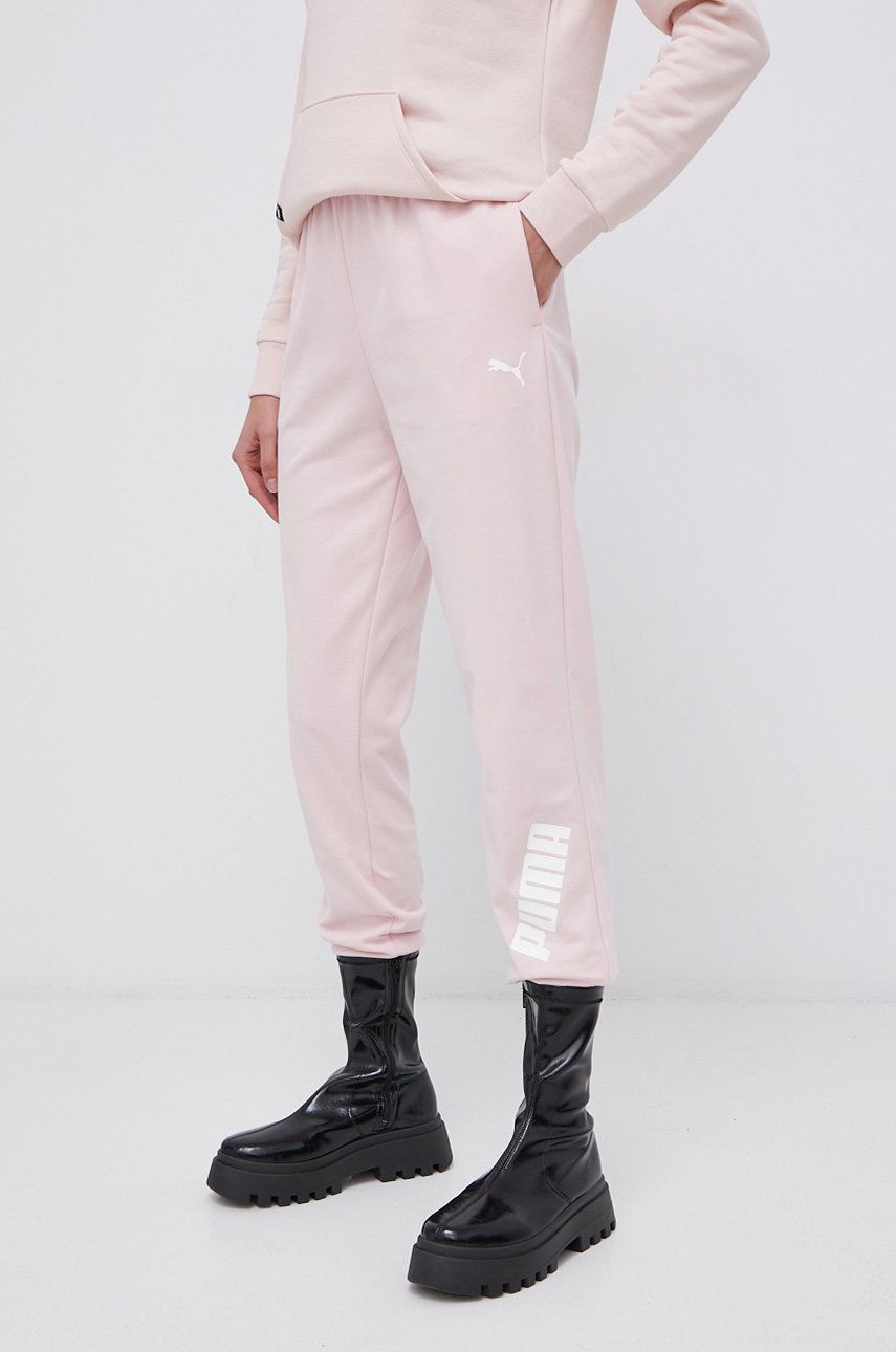Puma Pantaloni femei, culoarea roz, material neted answear.ro