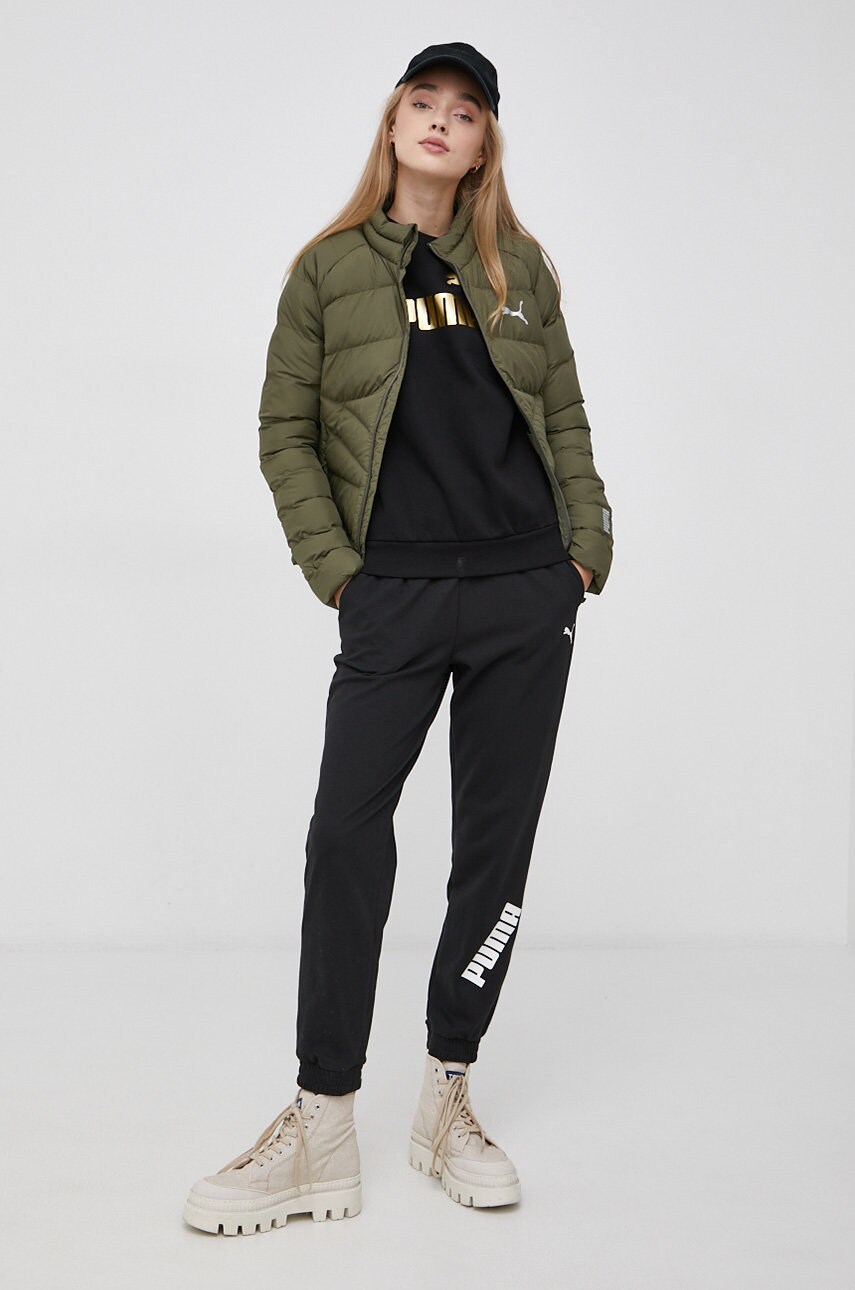 Puma pantaloni 589489 femei, culoarea negru, material neted