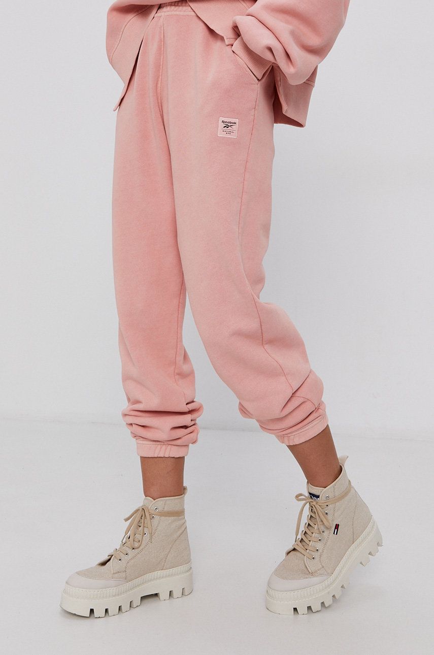Reebok Classic Spodnie H09014 damskie kolor różowy gładkie