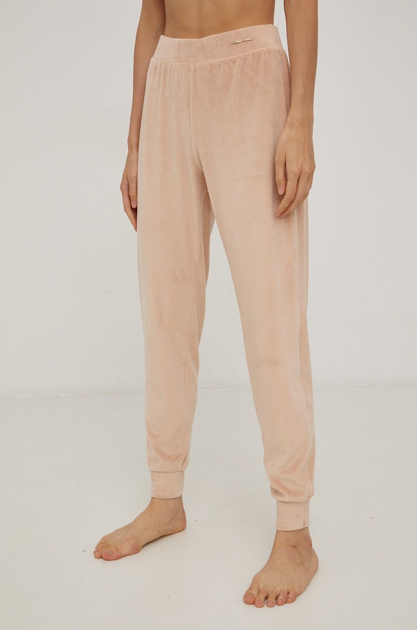 Emporio Armani Underwear Pantaloni de pijama femei, culoarea roz, model drept, medium waist