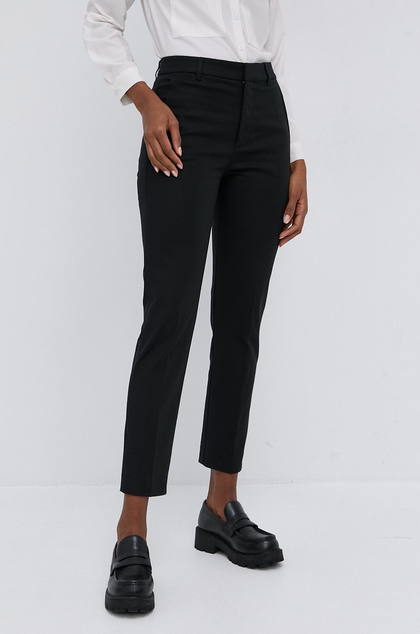 Lauren Ralph Lauren Spodnie damskie kolor czarny fason cygaretki high waist