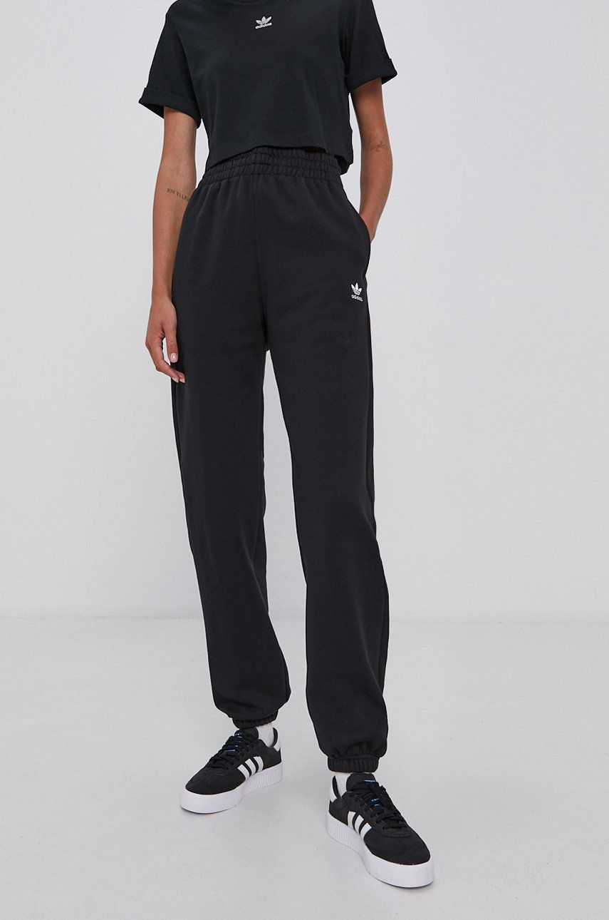 Adidas Originals Pantaloni H06629 femei, culoarea negru, material neted H06629-BLACK