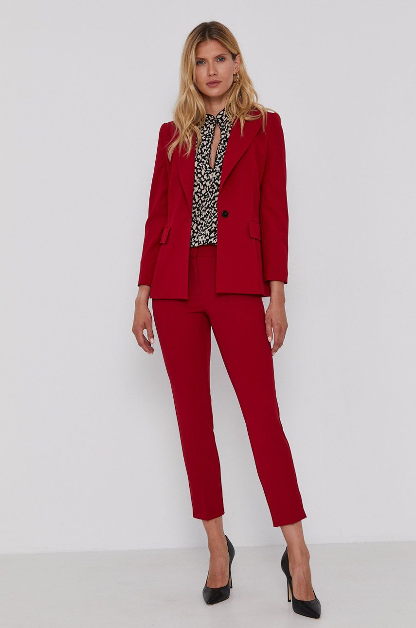 Marella Pantaloni femei, culoarea rosu, model drept, medium waist