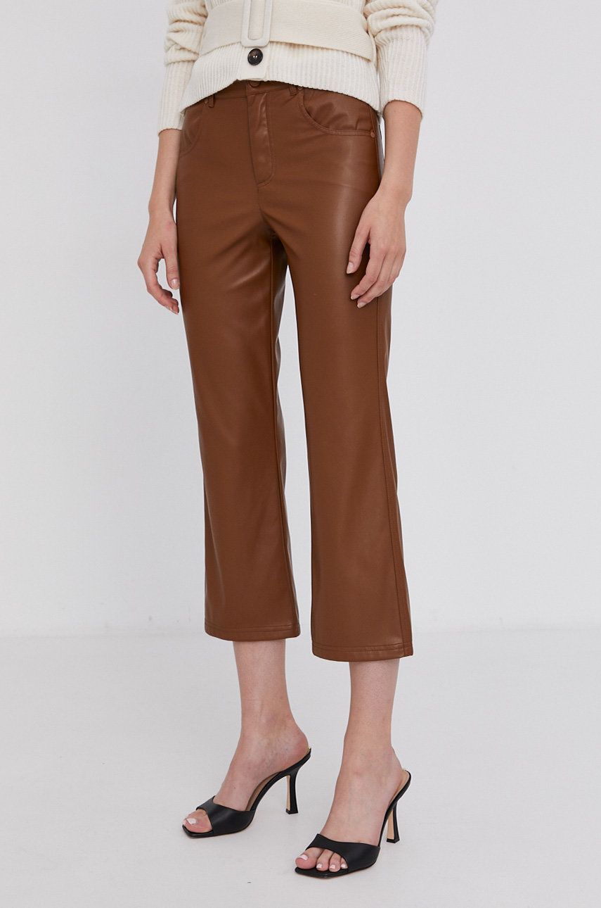Marella Pantaloni femei, culoarea maro, lat, medium waist answear.ro imagine megaplaza.ro