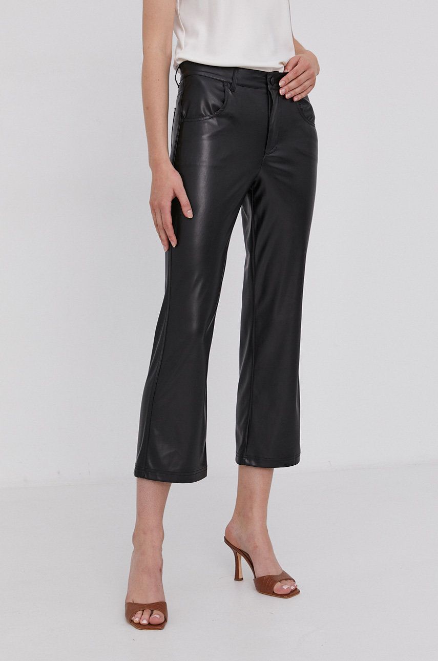 Marella Pantaloni femei, culoarea negru, lat, medium waist