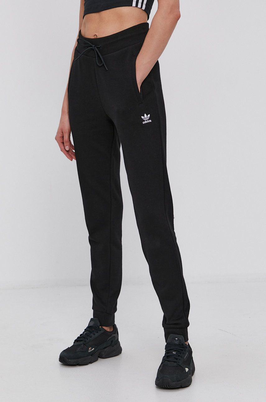 Adidas Originals Pantaloni femei, culoarea negru, material neted adidas Originals