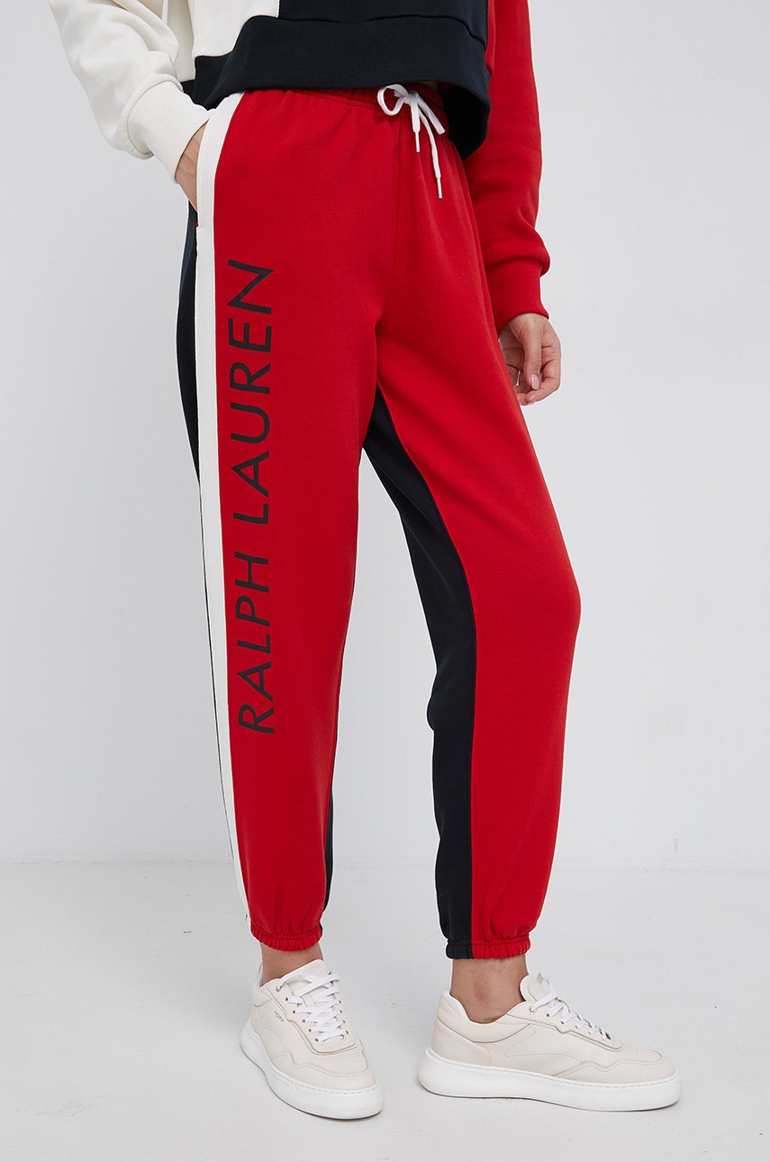 

Панталон Polo Ralph Lauren дамски в червено с принт, Червен