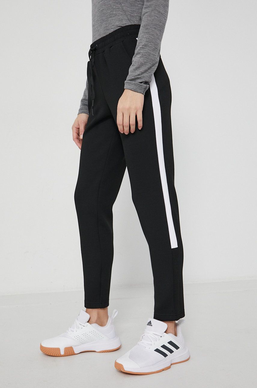 4F Pantaloni femei, culoarea negru, material neted