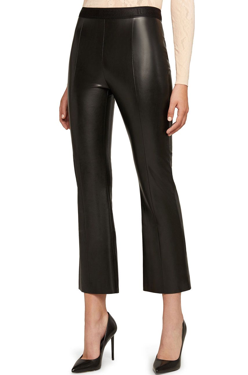 Wolford Pantaloni Jenna femei, culoarea negru, lat, high waist answear.ro