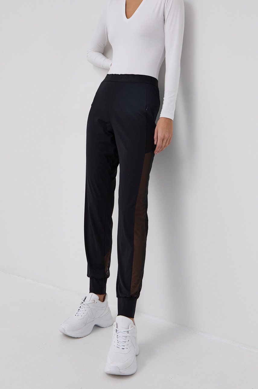 Wolford Pantaloni femei, culoarea negru, mulat, high waist answear.ro