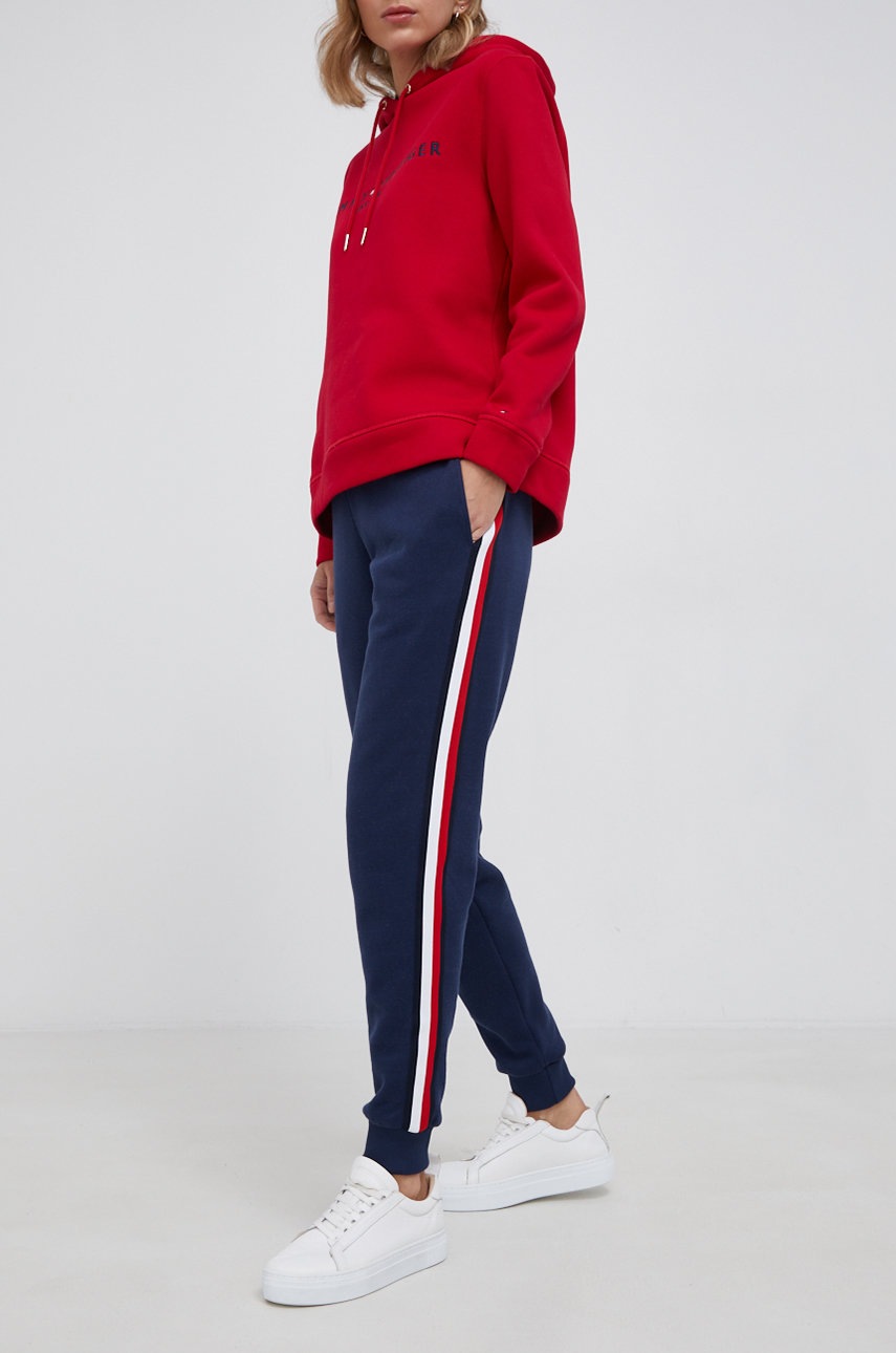 

Панталон Tommy Hilfiger дамски в тъмносиньо с изчистен дизайн, Тъмносин