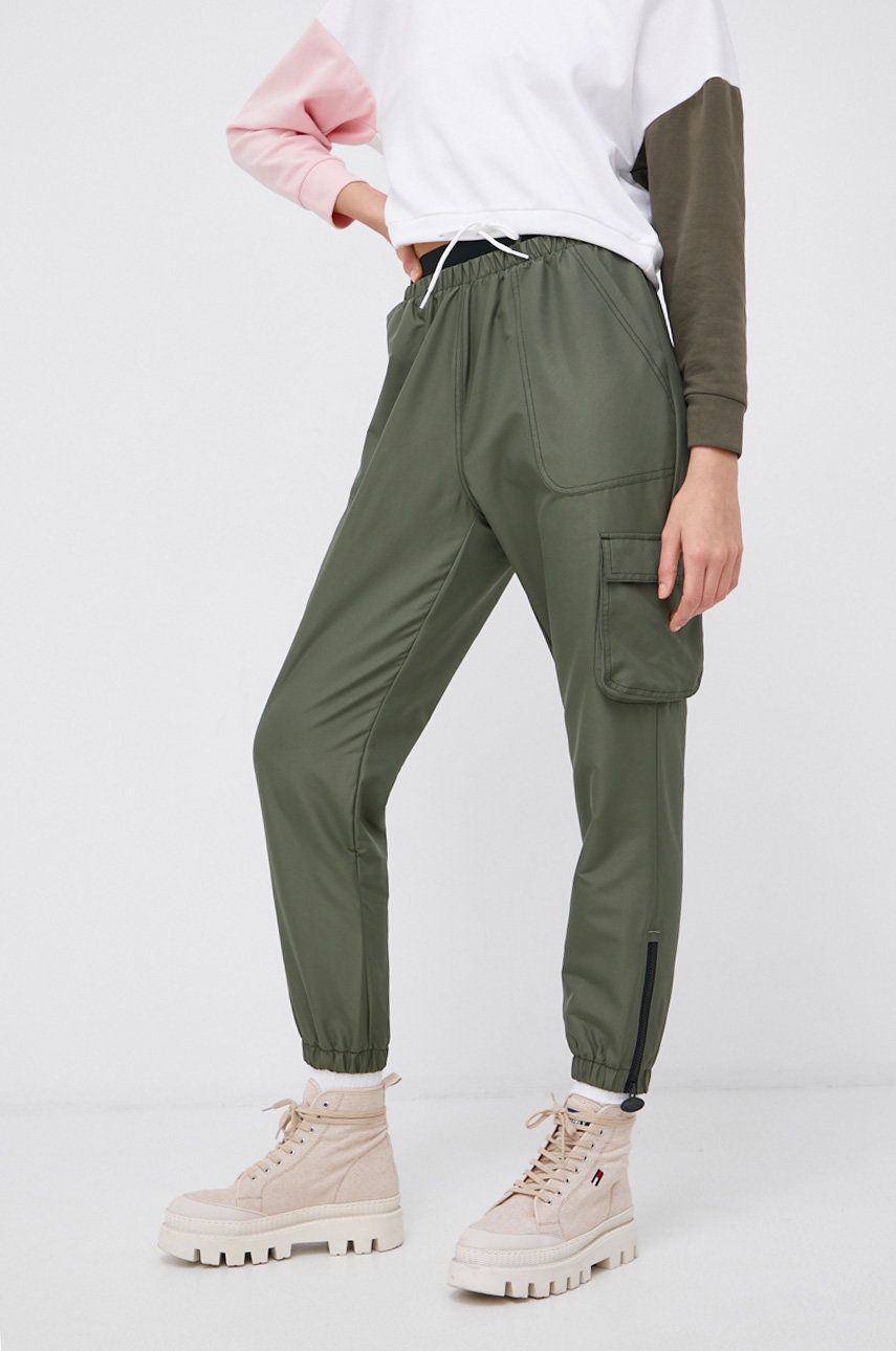 Reebok Classic Pantaloni femei, culoarea verde, jogger, medium waist
