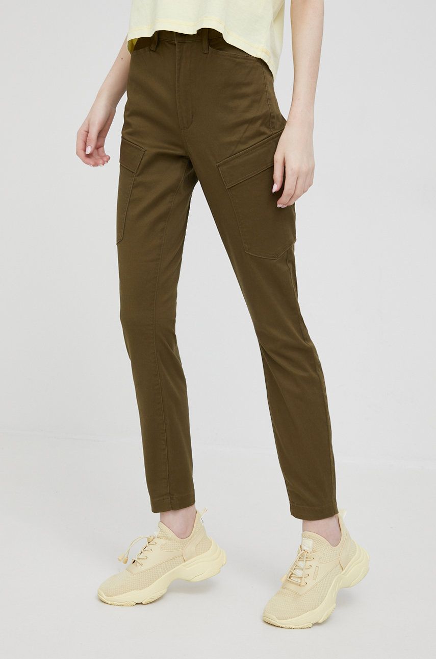 G-Star Raw pantaloni femei, culoarea verde, fason cargo, high waist answear.ro