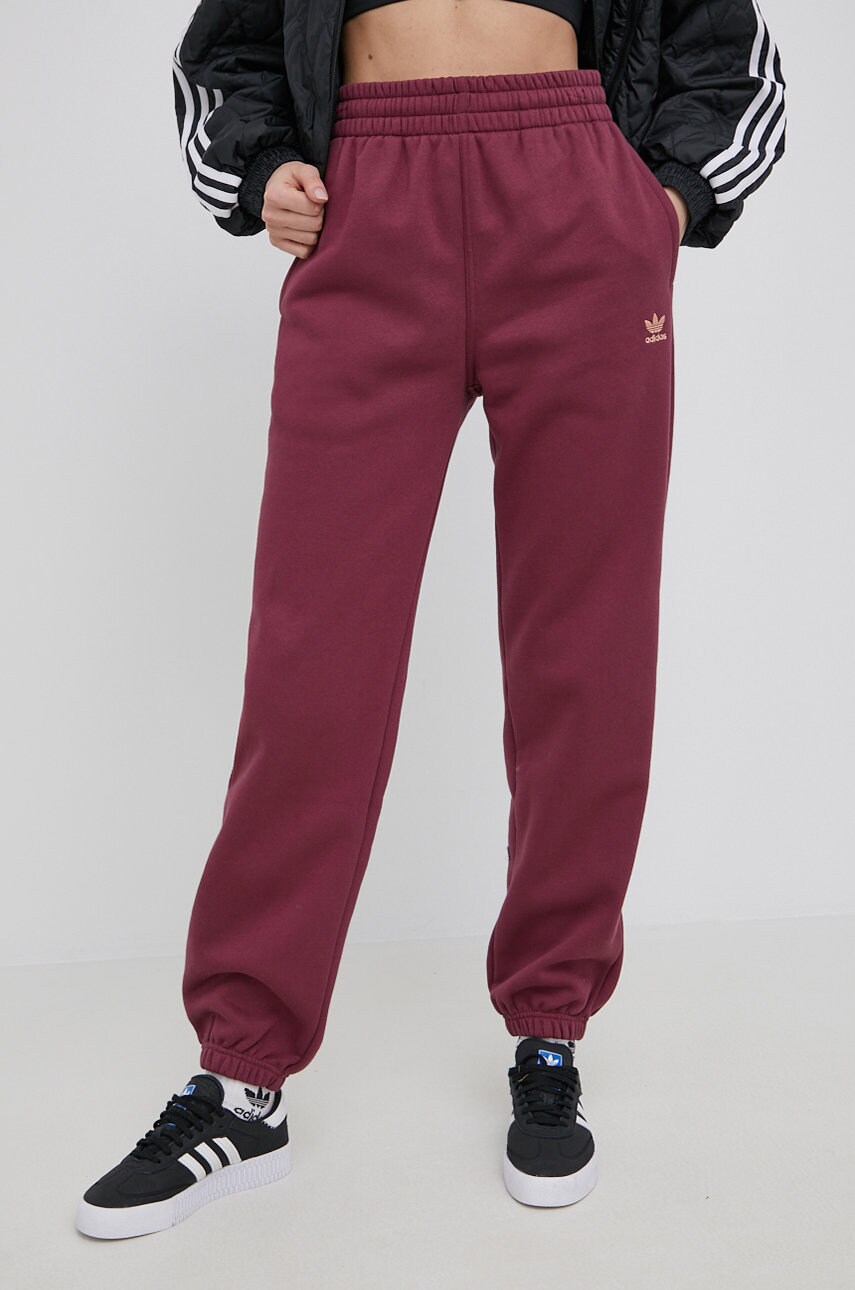 Adidas originals pantaloni femei, culoarea violet, neted