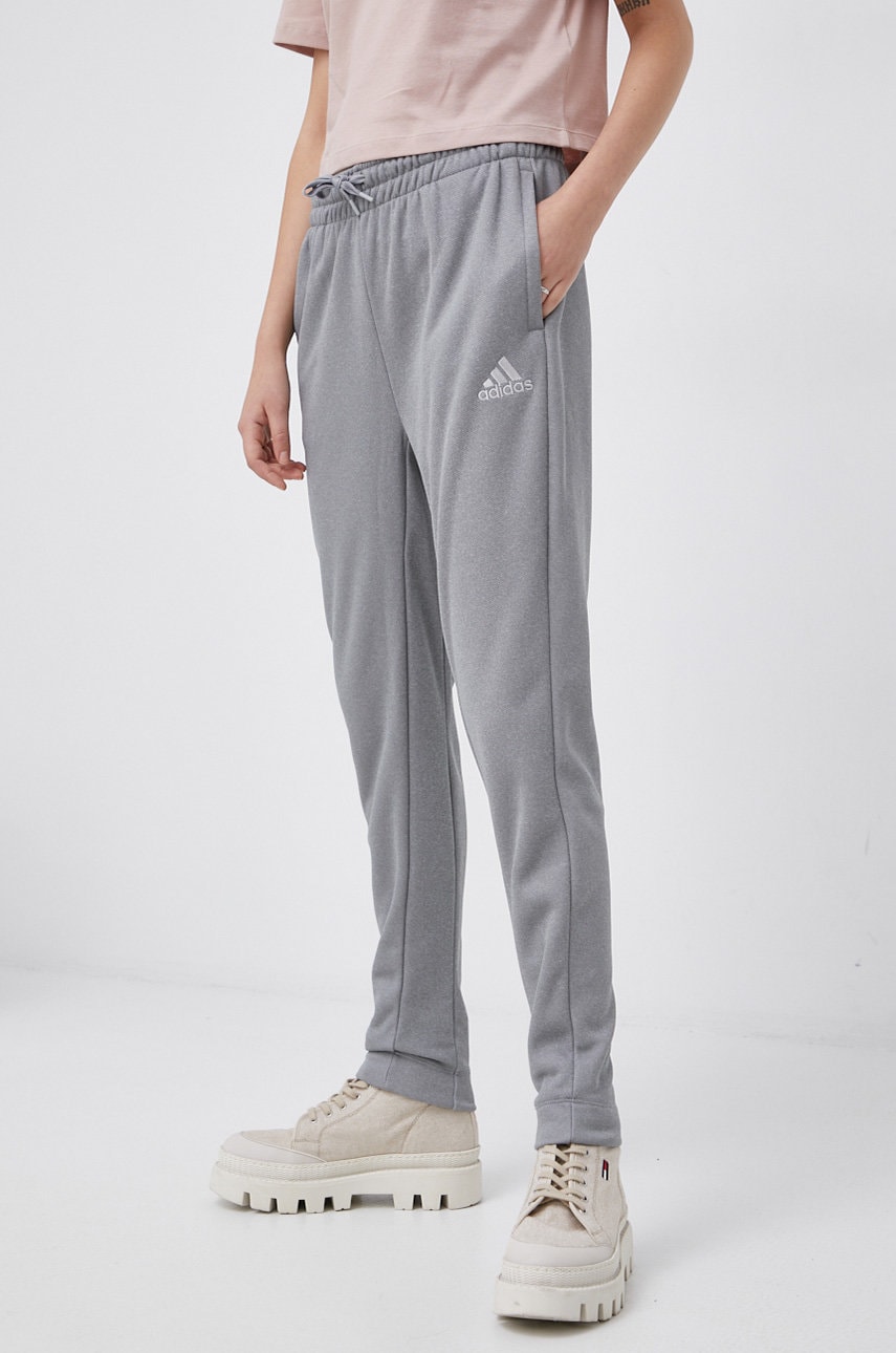 Adidas performance pantaloni femei, culoarea gri, melanj