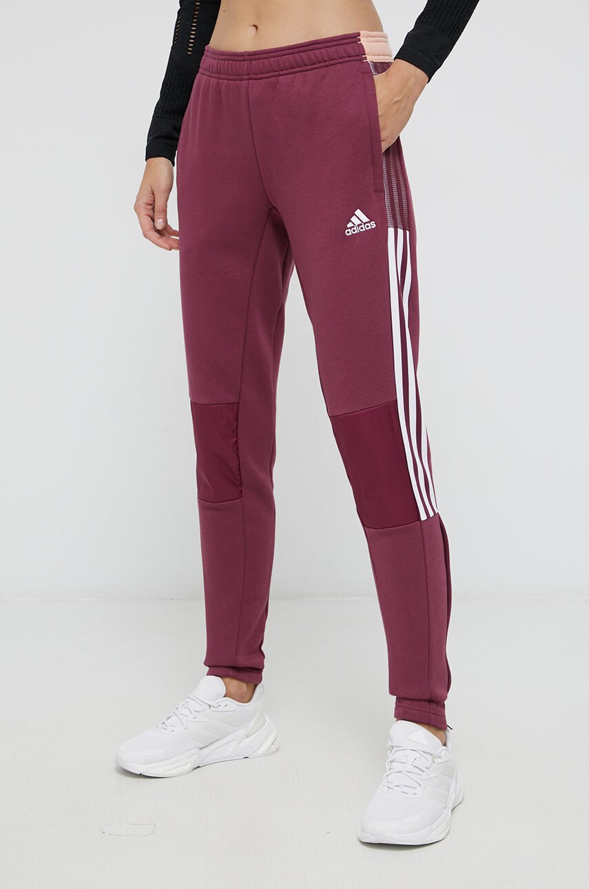 Adidas performance pantaloni femei, culoarea violet, modelator