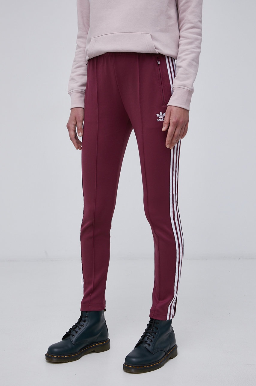 

Штани adidas Originals жіночі колір фіолетовий гладкі