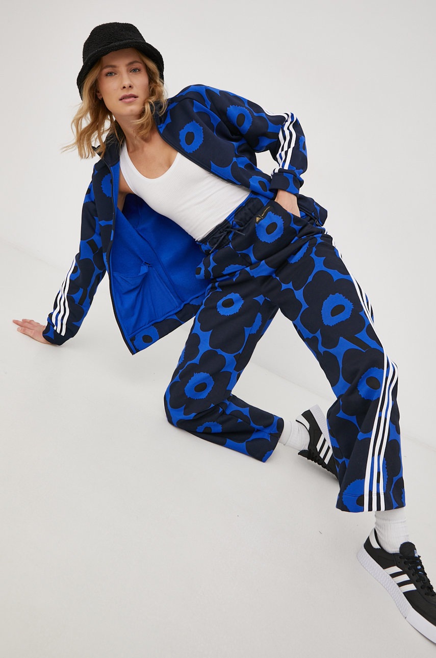 

Панталон adidas Performance дамски в тъмносиньо с десен, Тъмносин