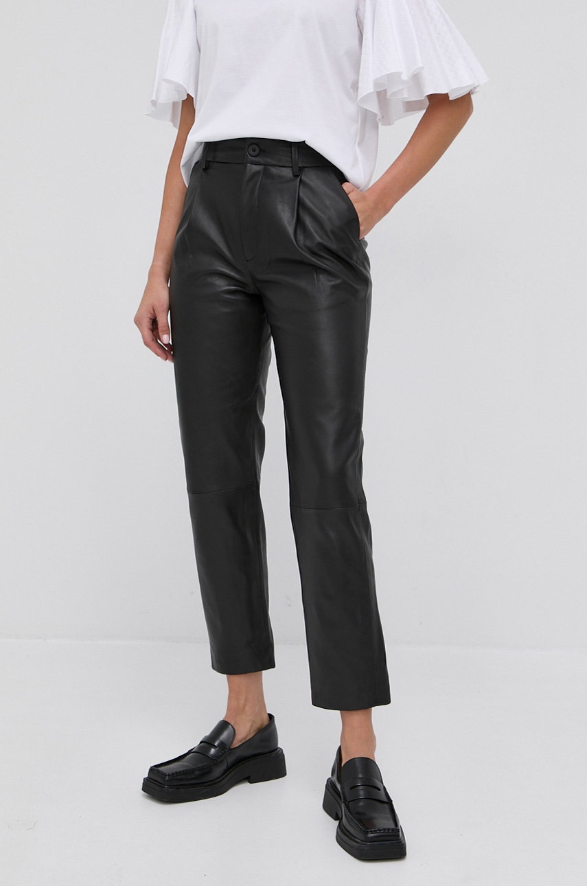 

Кожен панталон Young Poets Society дамски в черно със стандартна кройка, с висока талия, Черен