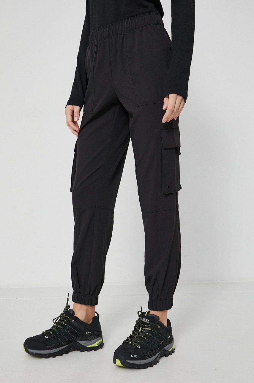 Dkny Pantaloni femei, culoarea negru, jogger, medium waist