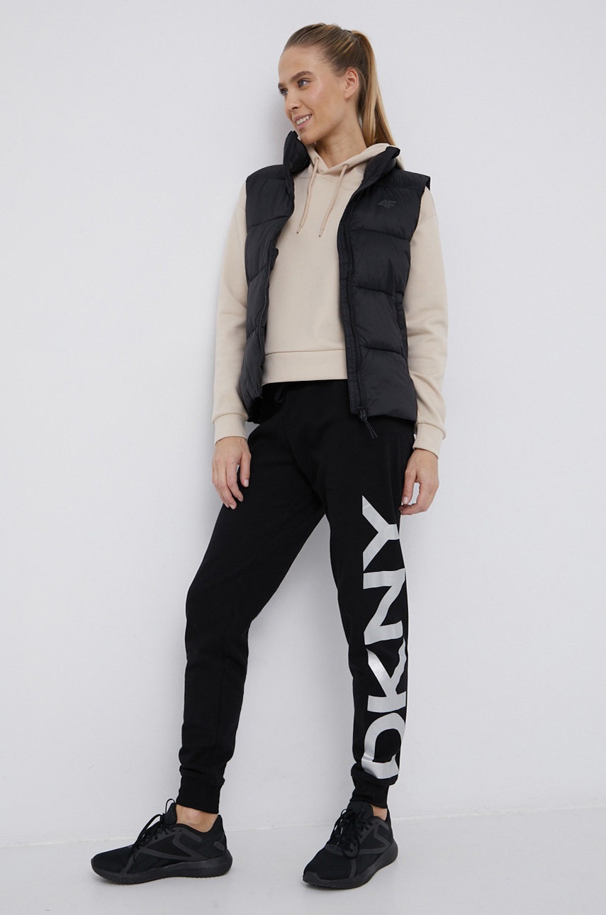 

Панталон Dkny дамски в черно с принт, Черен
