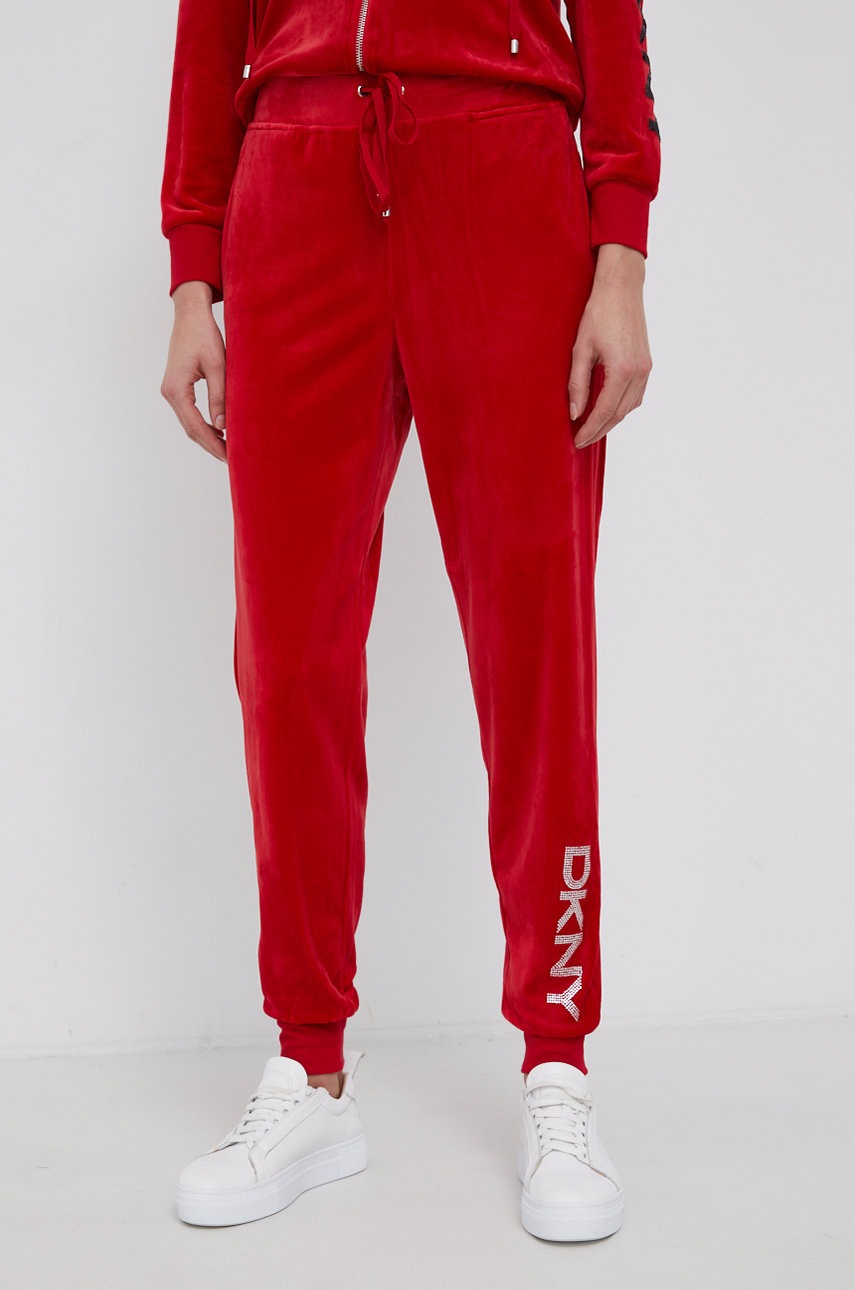 

Панталон Dkny дамски в червено, Червен