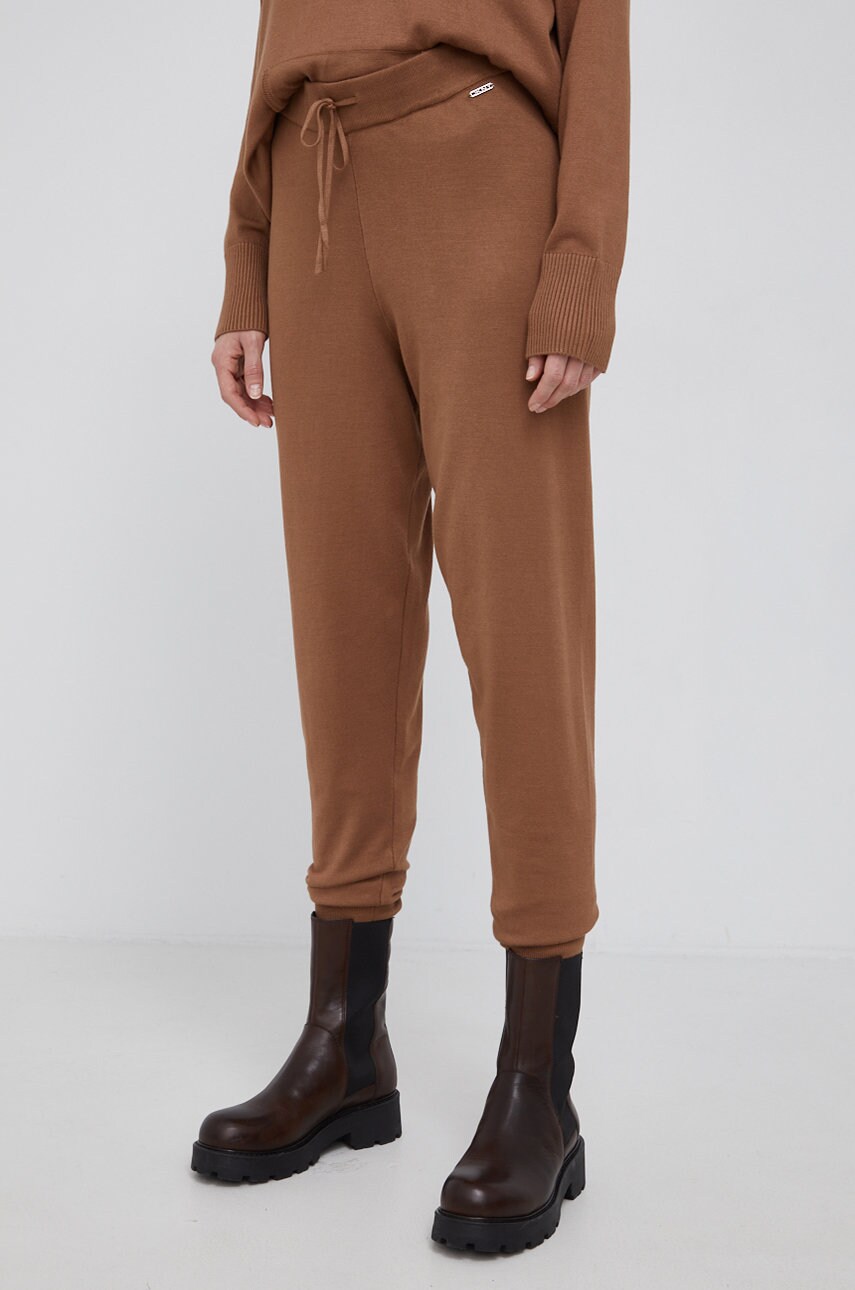 Dkny pantaloni femei, culoarea maro