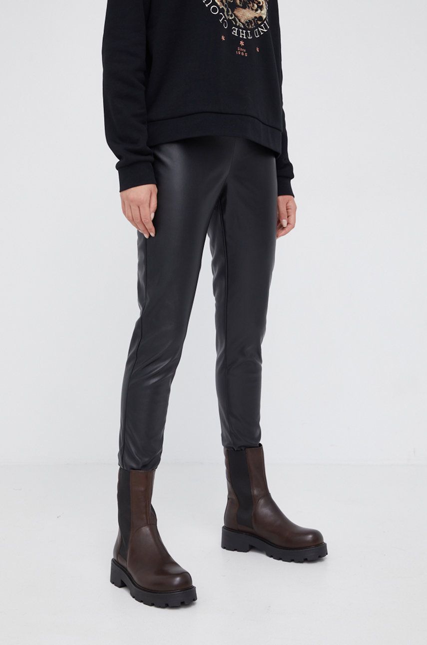 Dkny Pantaloni femei, culoarea negru, material neted answear.ro