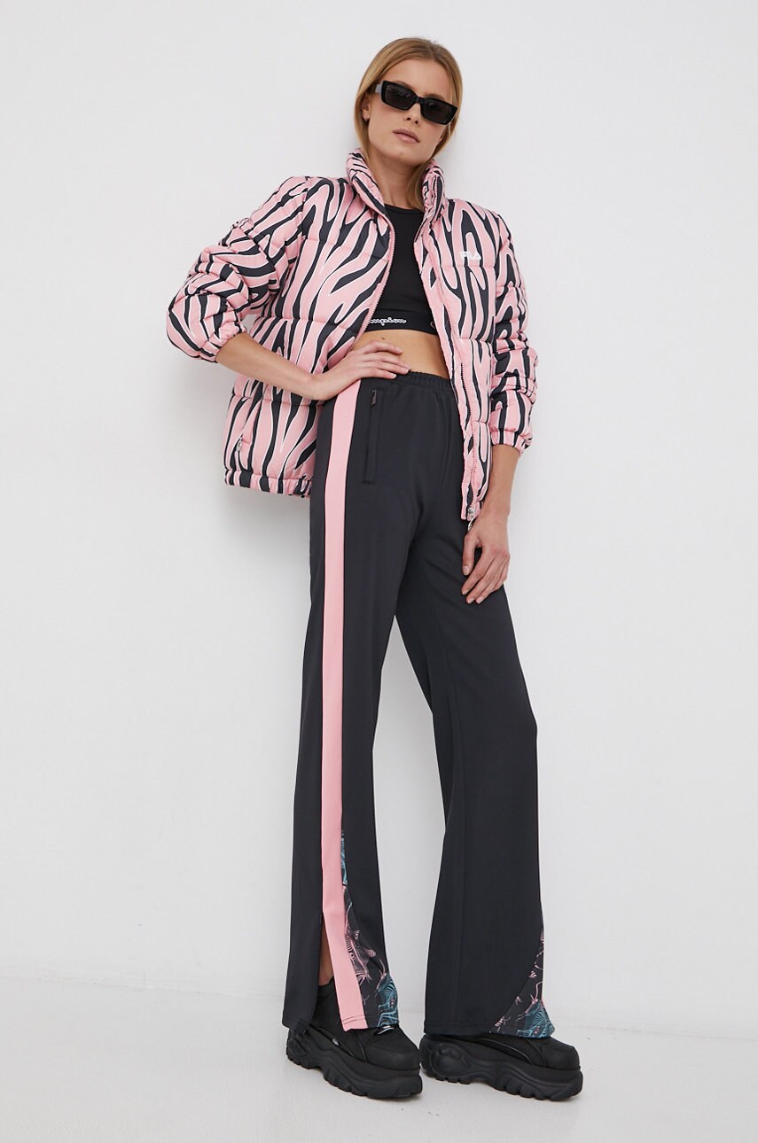 Fila pantaloni femei, culoarea negru, lat, high waist