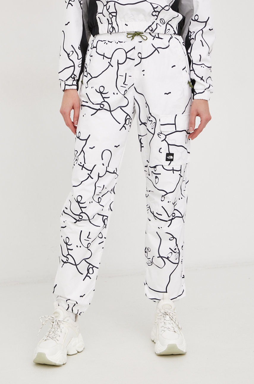 

Штани The North Face жіночі колір білий фасон jogger висока посадка